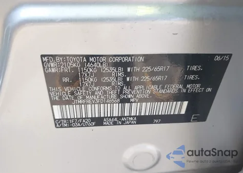 2015 Toyota Rav4 Xle из США, поврежденный, VIN JTMRFREV3FD146568